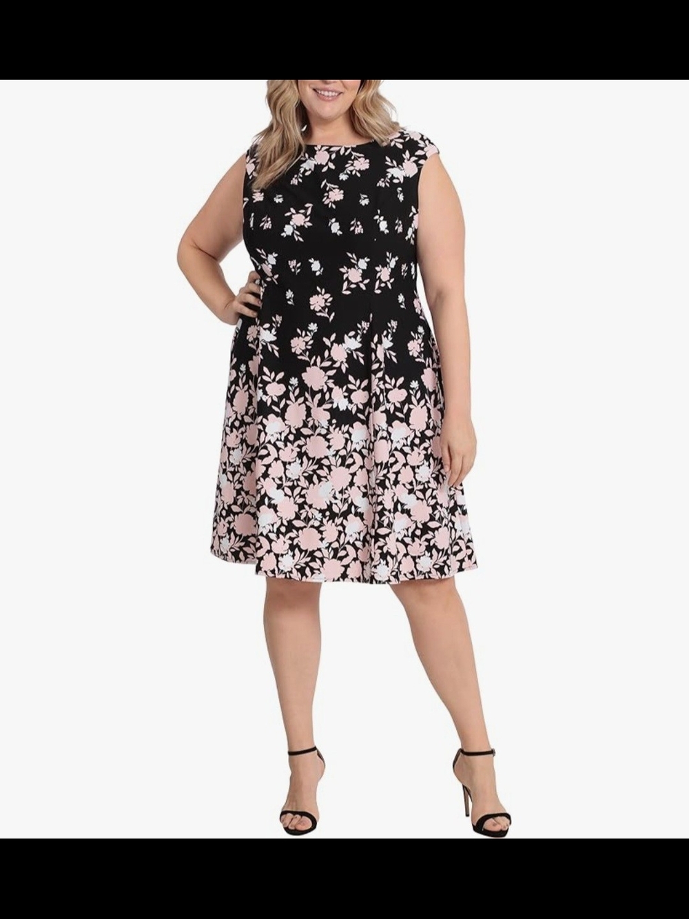 New London Times Cap Sleeve Floral Fit And Flare Dress Size 14